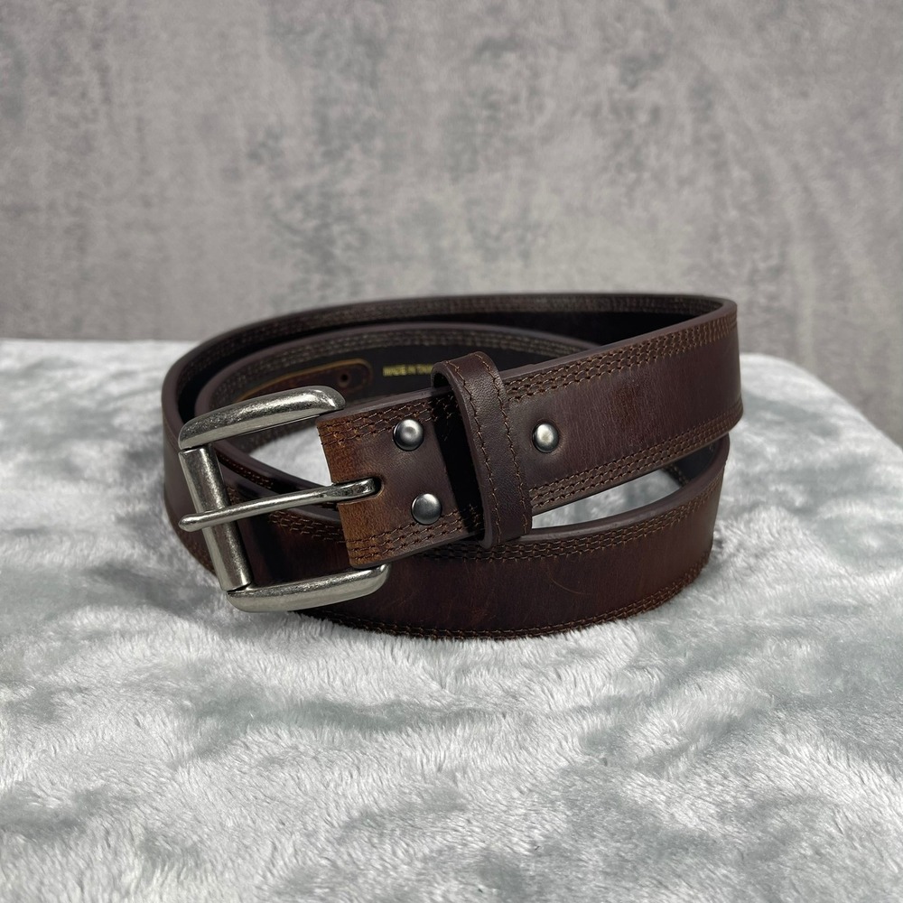 Ariat Leather Belt Mens 40 Brown Triple Stitch Roller Buckle A10004631